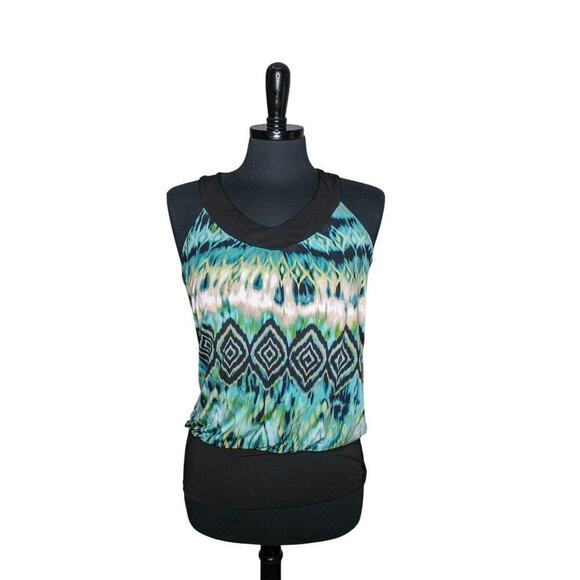 A. Byer Blouson Racerback Sleeveless Top Y2K Geometric Tribal Beach M - Picture 1 of 5